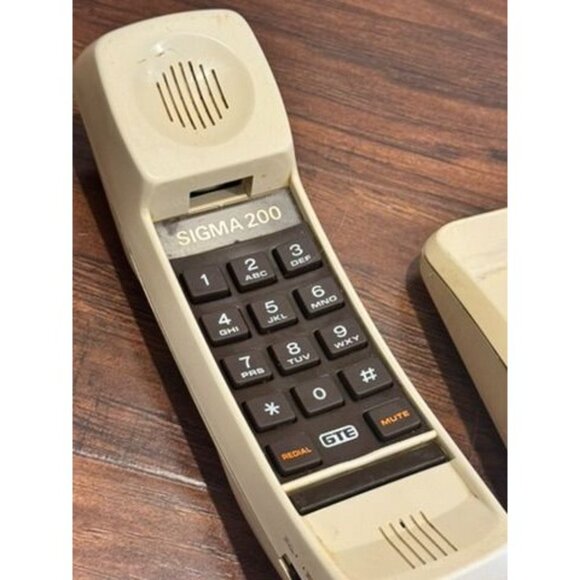 VTG MCM GTE Sigma 200 Corded Beige Handset desk wall Push Button phone Untested - Picture 4 of 8